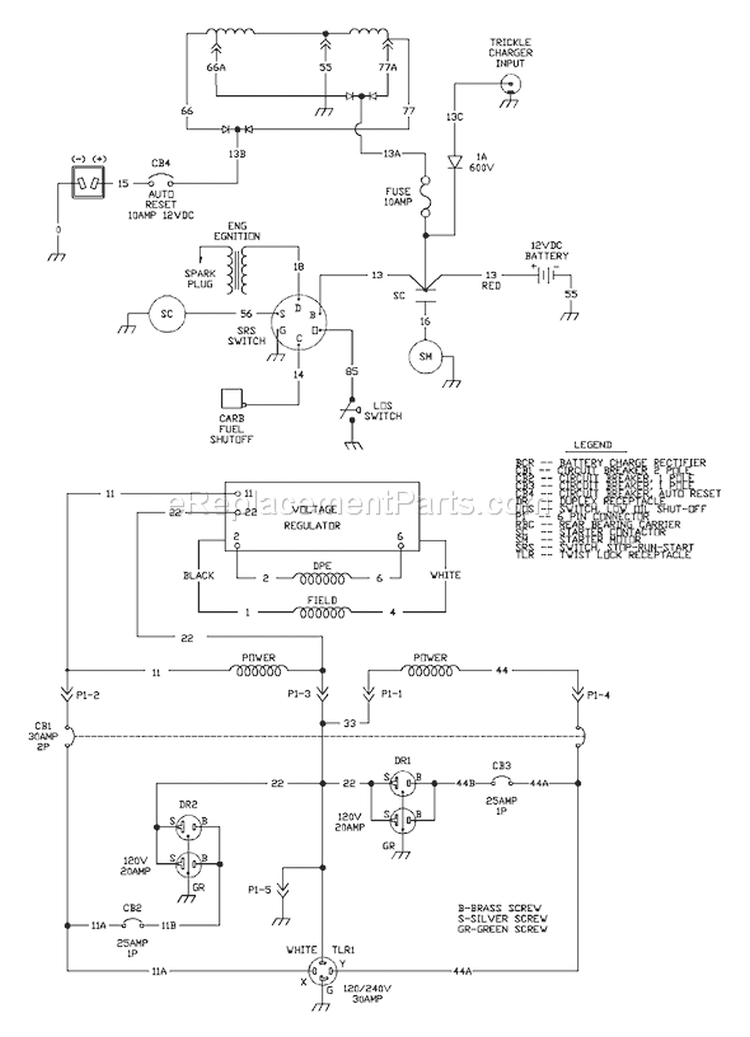 Page E Diagram and Parts List for 1925-1  Briggs and Stratton Generator